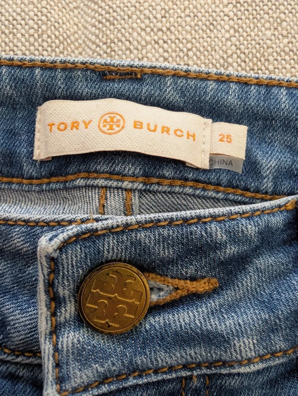 Tory Burch Pardon My French Cropped Raw Hem Jeans Size 25
